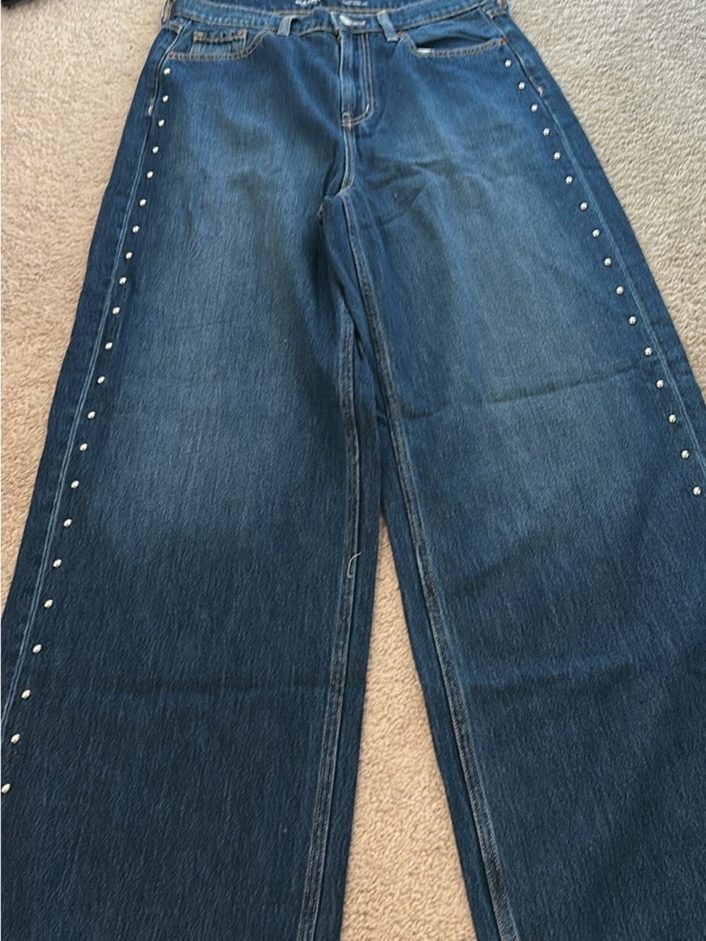Old Navy Dark Blue Wide-Leg Jeans with Silver Studs